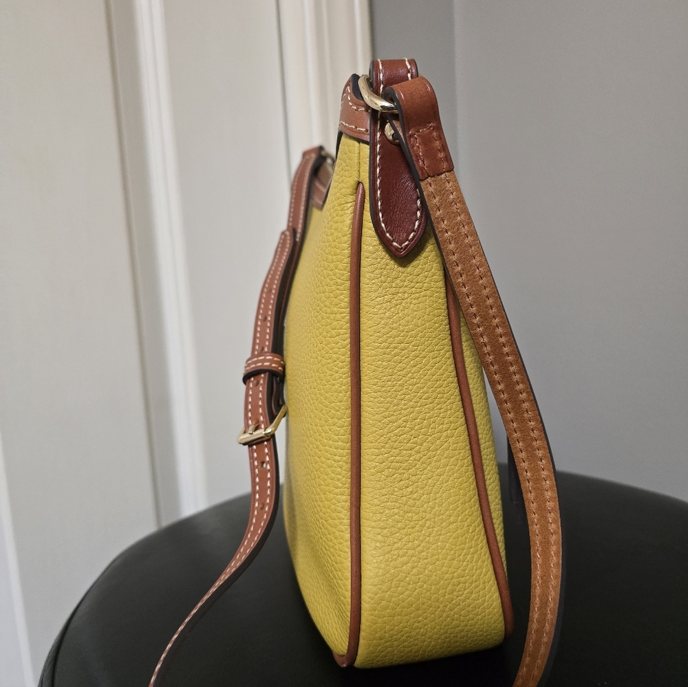 New Dooney Pebble Leather Pocket Crossbody - Color: Mustard - Picture 5 of 12